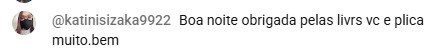 Comentário: obrigada pelas lives, você explica muito bem